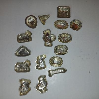 Antique Confection Molds - miniature metal or tin candy/chocolate molds