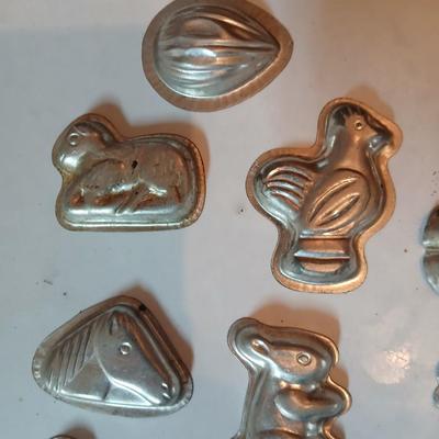 Antique Confection Molds - miniature metal or tin candy/chocolate molds