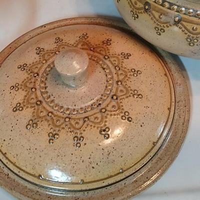 Vintage FEY Studio Art Pottery lidded casserole dish - Out of Platteville, Colorado comes with a Soups, stews, and casseroles book