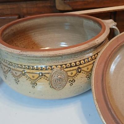 Vintage FEY Studio Art Pottery lidded casserole dish - Out of Platteville, Colorado comes with a Soups, stews, and casseroles book