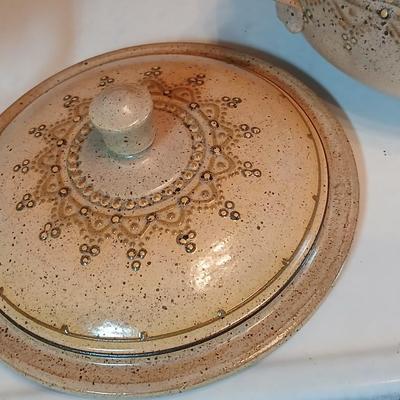 Vintage FEY Studio Art Pottery lidded casserole dish - Out of Platteville, Colorado comes with a Soups, stews, and casseroles book