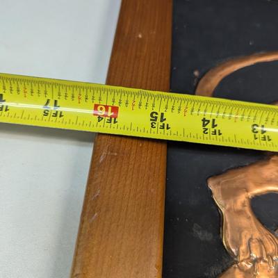 Vintage Framed Stamped Copper Paintings Panther Jaguar