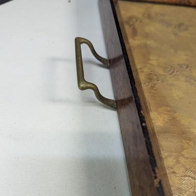 Vintage Serving Tray With Brass Handles