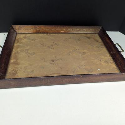 Vintage Serving Tray With Brass Handles