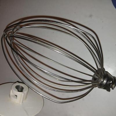 Vintage Hobart KitchenAid bowl-lift stand mixer Model K5SS with three attachments, bowl, and splatter / easy pour topper