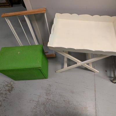 Vintage Hamper & Serving Tray With Stand