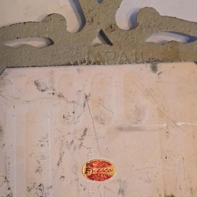 vintage glass canisters with a "Spice of Life" pattern, made by ARC in France. 1 & 2 Liter Jars with a trivet