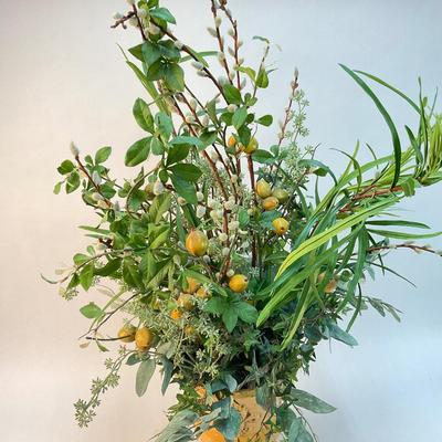 261 Florals With Pussywillows And Mini Green Apples