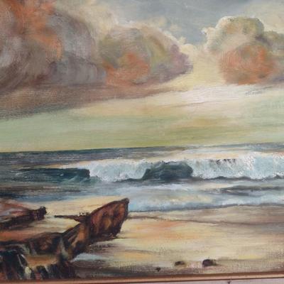 Original Framed Art on Canvas Seascape by Artist Bylund