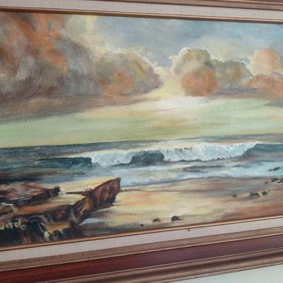 Original Framed Art on Canvas Seascape by Artist Bylund