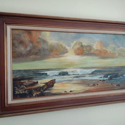 Original Framed Art on Canvas Seascape by Artist Bylund