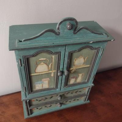 Painted Wood Large Scale Dollhouse Armoire Cabinet