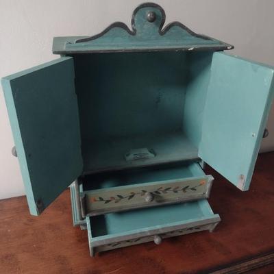 Painted Wood Large Scale Dollhouse Armoire Cabinet