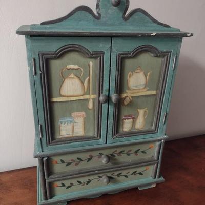 Painted Wood Large Scale Dollhouse Armoire Cabinet