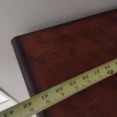 Wood Finish Sideboard Table with Decorative Wrought Metal Fleur de Lis Accent