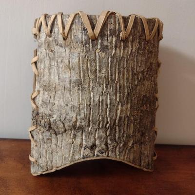 Rustic Hand-Crafted Birch Bark Basket