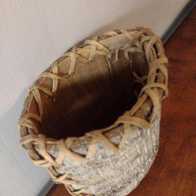 Rustic Hand-Crafted Birch Bark Basket