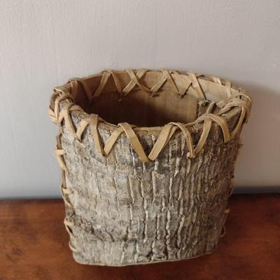 Rustic Hand-Crafted Birch Bark Basket