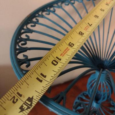 Painted Decorative Wire Centerpiece Pedestal Basket