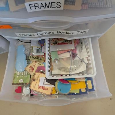 Storage Drawers with Assorted Crafting Accessories- Approx 14 1/2" x 13" x 11