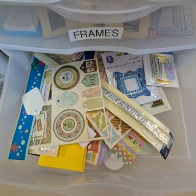 Storage Drawers with Assorted Crafting Accessories- Approx 14 1/2" x 13" x 11