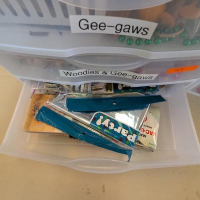 Storage Drawers with Assorted Crafting Accessories- Approx 14 1/2" x 13" x 11
