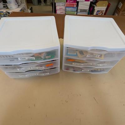Storage Drawers with Assorted Crafting Accessories- Approx 14 1/2" x 13" x 11