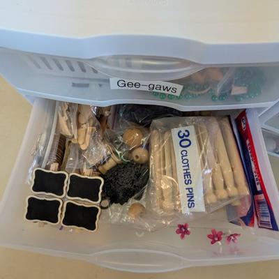 Storage Drawers with Assorted Crafting Accessories- Approx 14 1/2" x 13" x 11