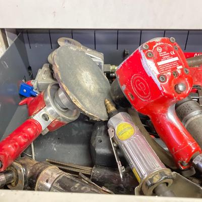 LOT 52: Collection of Air Gun Tools and Accessories (Chicago Pneumatic Impact Wrench, Mechanic's Sanders, Chief Air Needle Scaler,...