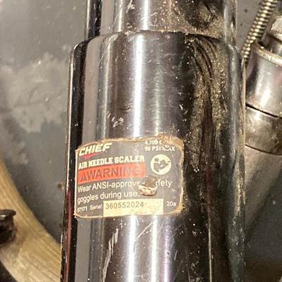 LOT 52: Collection of Air Gun Tools and Accessories (Chicago Pneumatic Impact Wrench, Mechanic's Sanders, Chief Air Needle Scaler,...