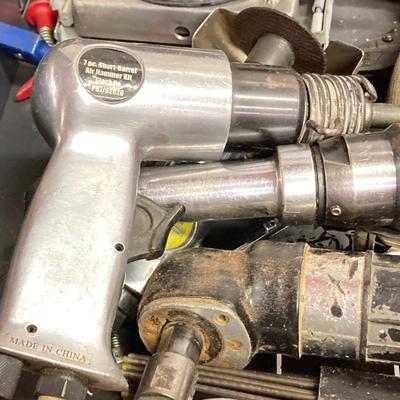 LOT 52: Collection of Air Gun Tools and Accessories (Chicago Pneumatic Impact Wrench, Mechanic's Sanders, Chief Air Needle Scaler,...