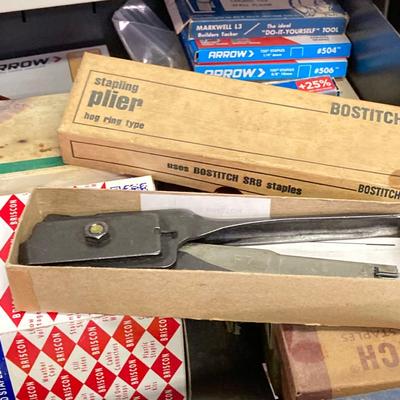 LOT 53: Large Collection of Staple Guns, Tools and Supplies