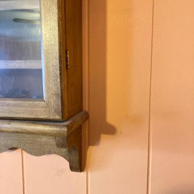 LOT 56: Vintage Wooden Display Cabinet Style Hanging Wall Clock