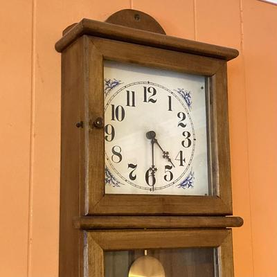 LOT 56: Vintage Wooden Display Cabinet Style Hanging Wall Clock