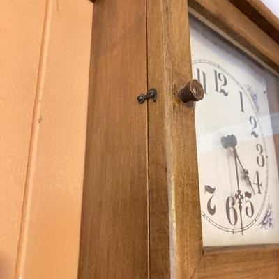 LOT 56: Vintage Wooden Display Cabinet Style Hanging Wall Clock