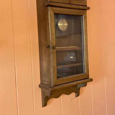 LOT 56: Vintage Wooden Display Cabinet Style Hanging Wall Clock
