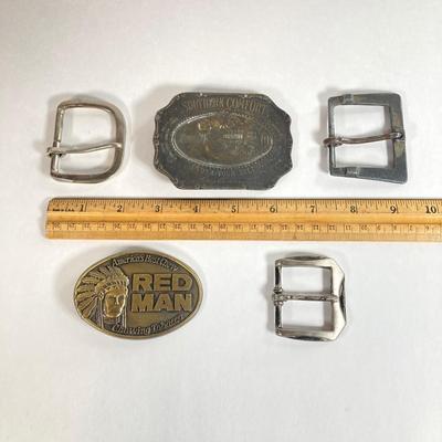 LOT 62: Vintage Belt Buckles - Southern Comfort, Red Man Chewing Tobacco and More