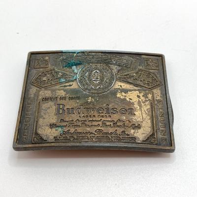 LOT 63: Vintage Belt Buckles (Kinney / Lewis Buckle Chicago) - Budweiser, Pony Express, Personalized Marty and More