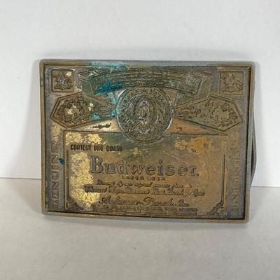 LOT 63: Vintage Belt Buckles (Kinney / Lewis Buckle Chicago) - Budweiser, Pony Express, Personalized Marty and More