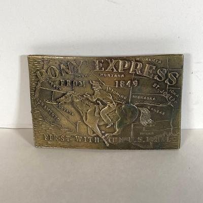 LOT 63: Vintage Belt Buckles (Kinney / Lewis Buckle Chicago) - Budweiser, Pony Express, Personalized Marty and More