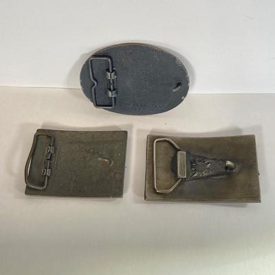 LOT 63: Vintage Belt Buckles (Kinney / Lewis Buckle Chicago) - Budweiser, Pony Express, Personalized Marty and More