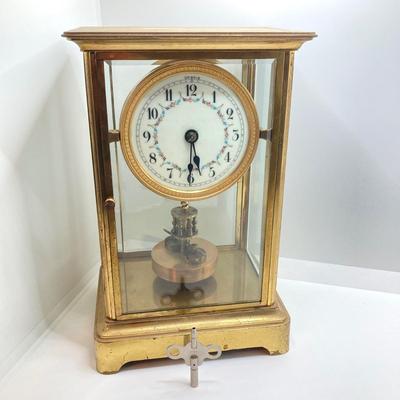 LOT 69: Vintage Urania Brass Mantle / Table Clock 76166 with Key