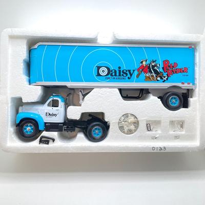 LOT 71: First Gear Daisy Red Ryder 1960 Model B-61 Mack Tractor & Trailer Toy Truck in Original Box #10-0123