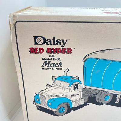 LOT 71: First Gear Daisy Red Ryder 1960 Model B-61 Mack Tractor & Trailer Toy Truck in Original Box #10-0123