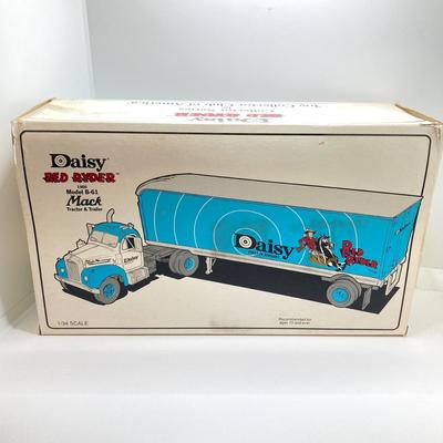 LOT 71: First Gear Daisy Red Ryder 1960 Model B-61 Mack Tractor & Trailer Toy Truck in Original Box #10-0123