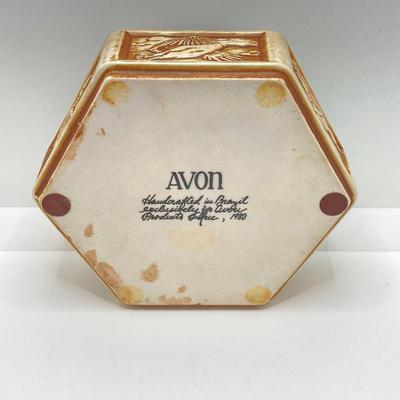 LOT 72: Vintage Incolay Stone Carved Nautical Scene Jewelry Box with Hexagon Shaped Handcrafted in Brazil Exclusively for Avon Products...