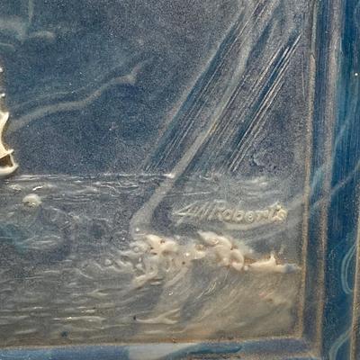 LOT 72: Vintage Incolay Stone Carved Nautical Scene Jewelry Box with Hexagon Shaped Handcrafted in Brazil Exclusively for Avon Products...