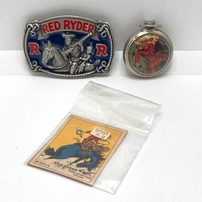 LOT 74: Collection of Red Ryder Memorabilia - Pocket Knives, Limited Edition Belt Buckle, Pocket Watch and More