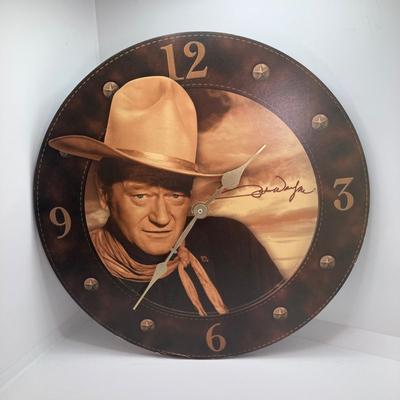 LOT 77: Vintage John Wayne Quartz Wall Clock with Collection of Books