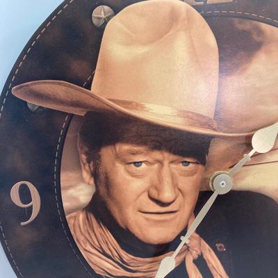 LOT 77: Vintage John Wayne Quartz Wall Clock with Collection of Books